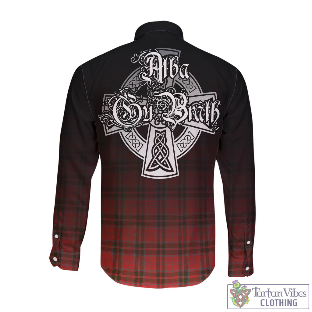 Tartan Vibes Clothing Grant Weathered Tartan Long Sleeve Button Up Featuring Alba Gu Brath Family Crest Celtic Inspired