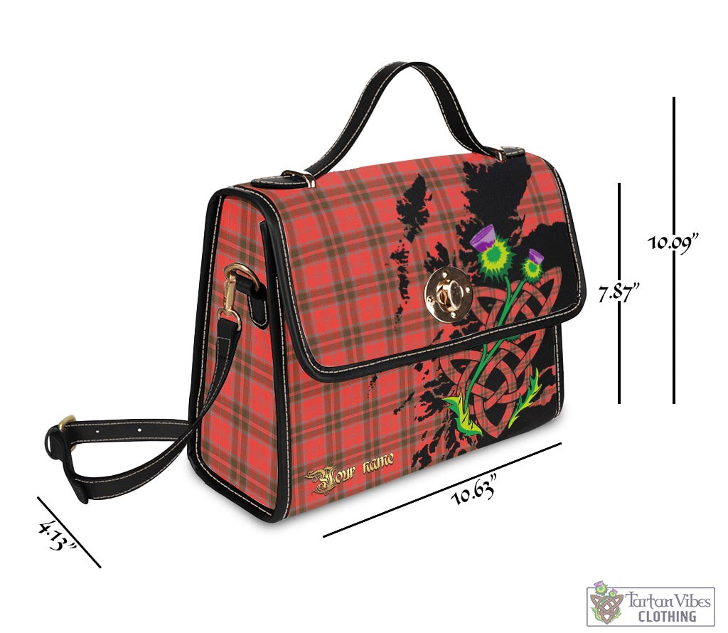 Tartan Vibes Clothing Grant Weathered Tartan Waterproof Canvas Bag with Scotland Map and Thistle Celtic Accents