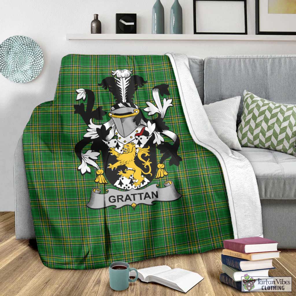 Grattan Irish Clan Tartan Blanket with Coat of Arms - Tartan Vibes Clothing