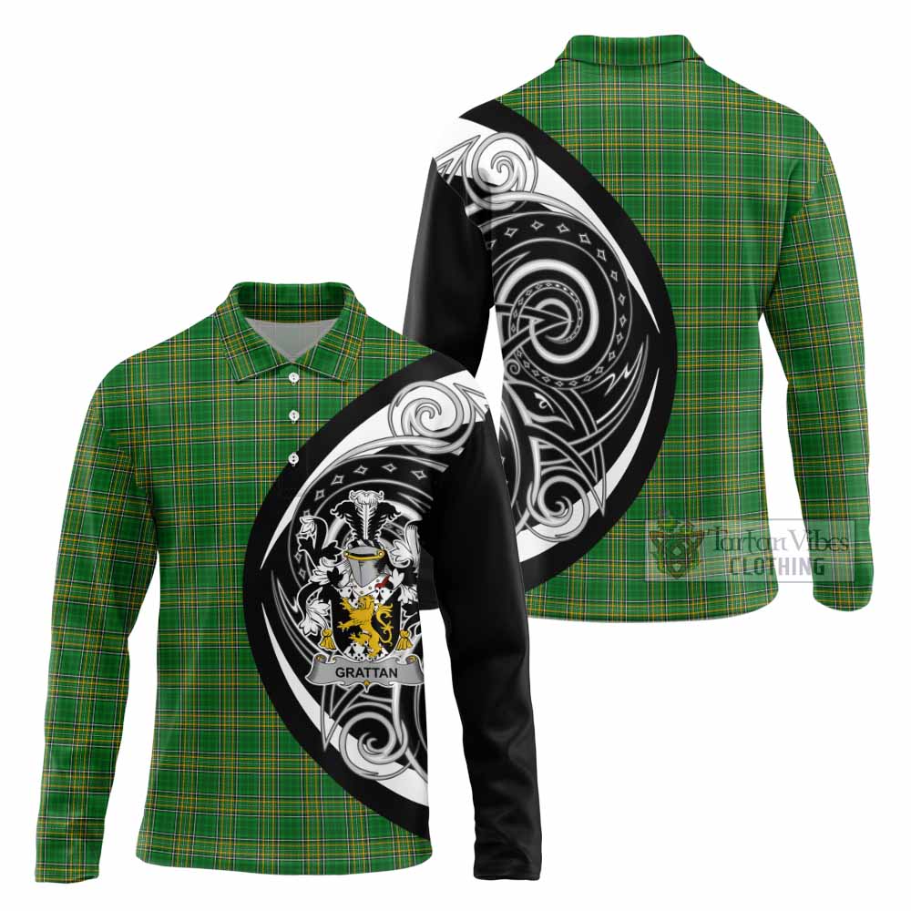 Grattan Irish Clan Long Sleeve Polo Shirt Celtic Circle Style - Tartan Vibes Clothing