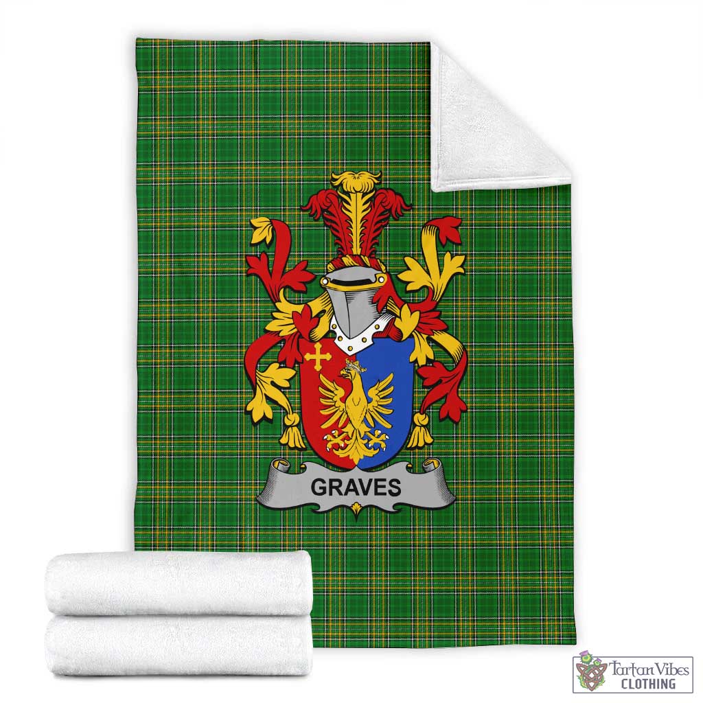 Graves Irish Clan Tartan Blanket with Coat of Arms X-Large 59 x 79 inches 150 x 200 cm - Tartan Vibes Clothing