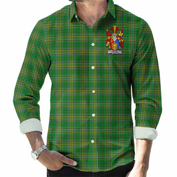 Graves Irish Clan Tartan Long Sleeve Button Up with Coat of Arms