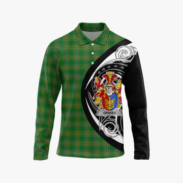 Tartan Vibes Clothing Graves Irish Clan Long Sleeve Polo Shirt Celtic Circle Style