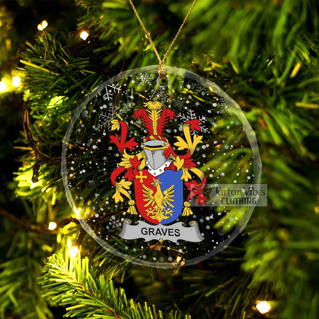 Tartan Vibes Clothing Graves Irish Clan Christmas Glass Ornament with Coat of Arms