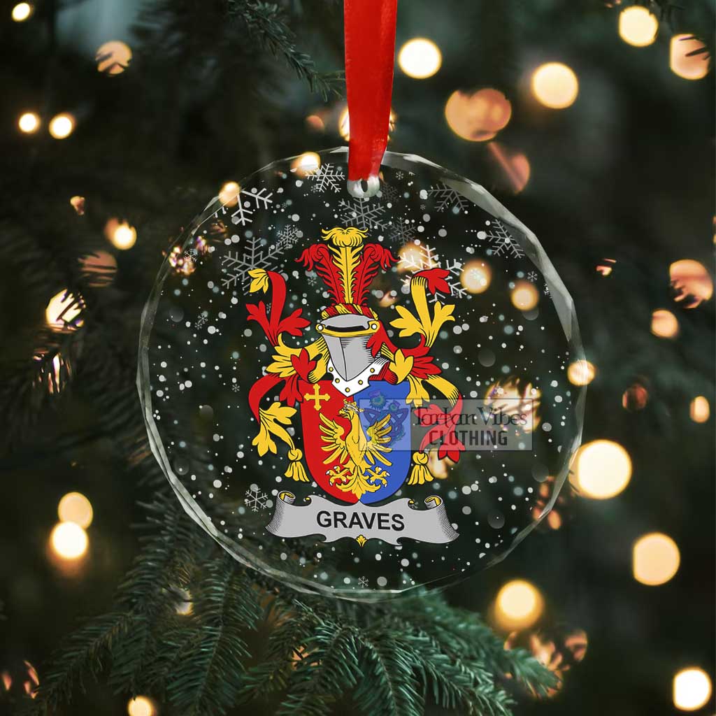 Tartan Vibes Clothing Graves Irish Clan Christmas Glass Ornament with Coat of Arms