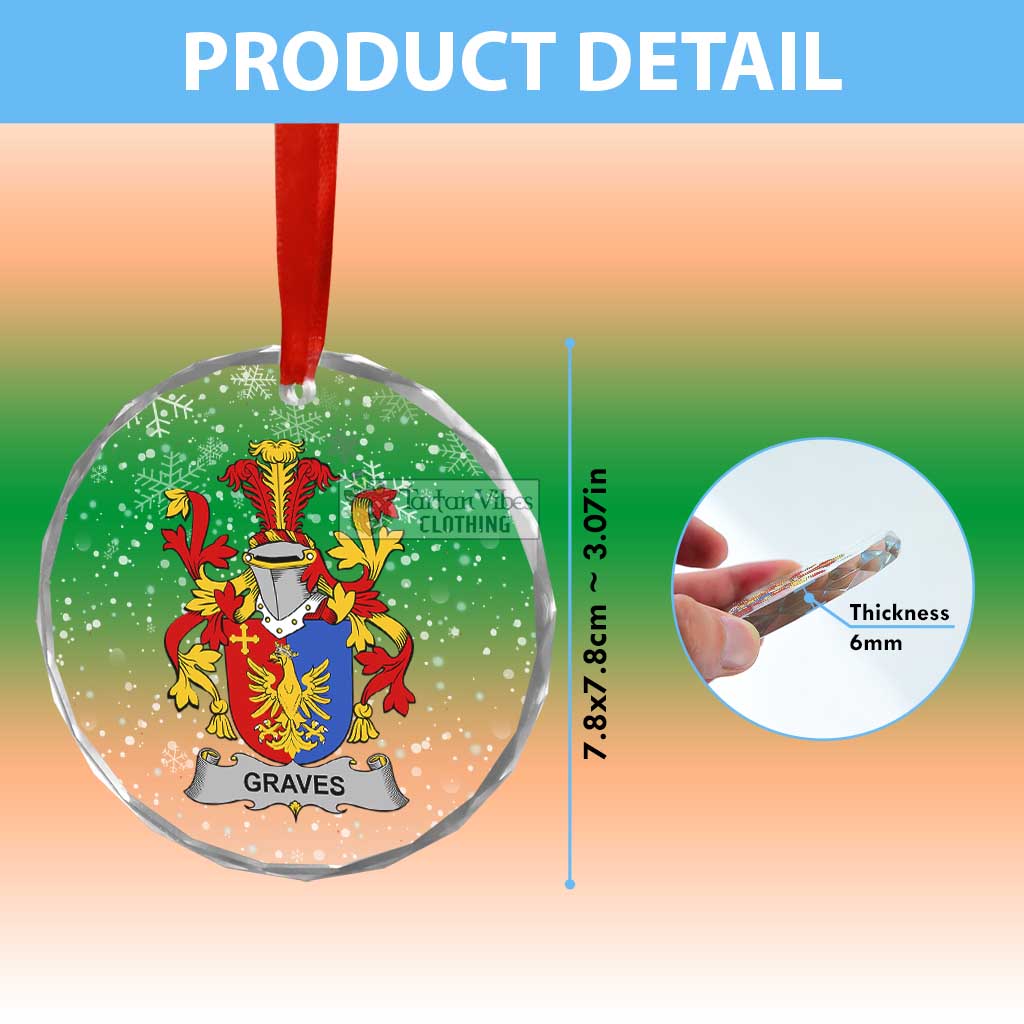Tartan Vibes Clothing Graves Irish Clan Christmas Glass Ornament with Coat of Arms