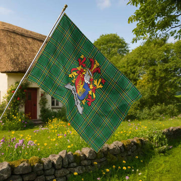 Graves Irish Clan Tartan House Flag with Coat of Arms