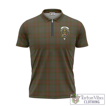 Gray Tartan Zipper Polo Shirt with Family Crest Unisex - Tartan Vibes Clothing