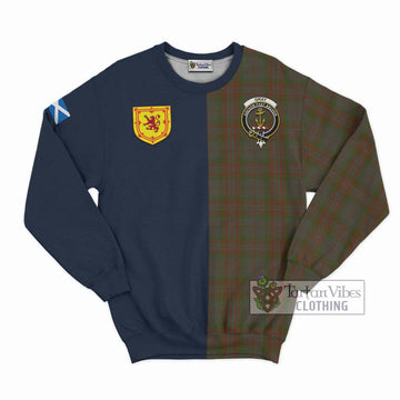 Gray Tartan Sweatshirt Alba with Scottish Lion Royal Arm Half Style Unisex - Tartan Vibes Clothing