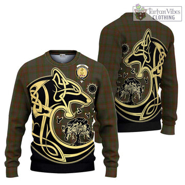 Gray Tartan Ugly Sweater with Family Crest Celtic Wolf Style Unisex - Tartan Vibes Clothing