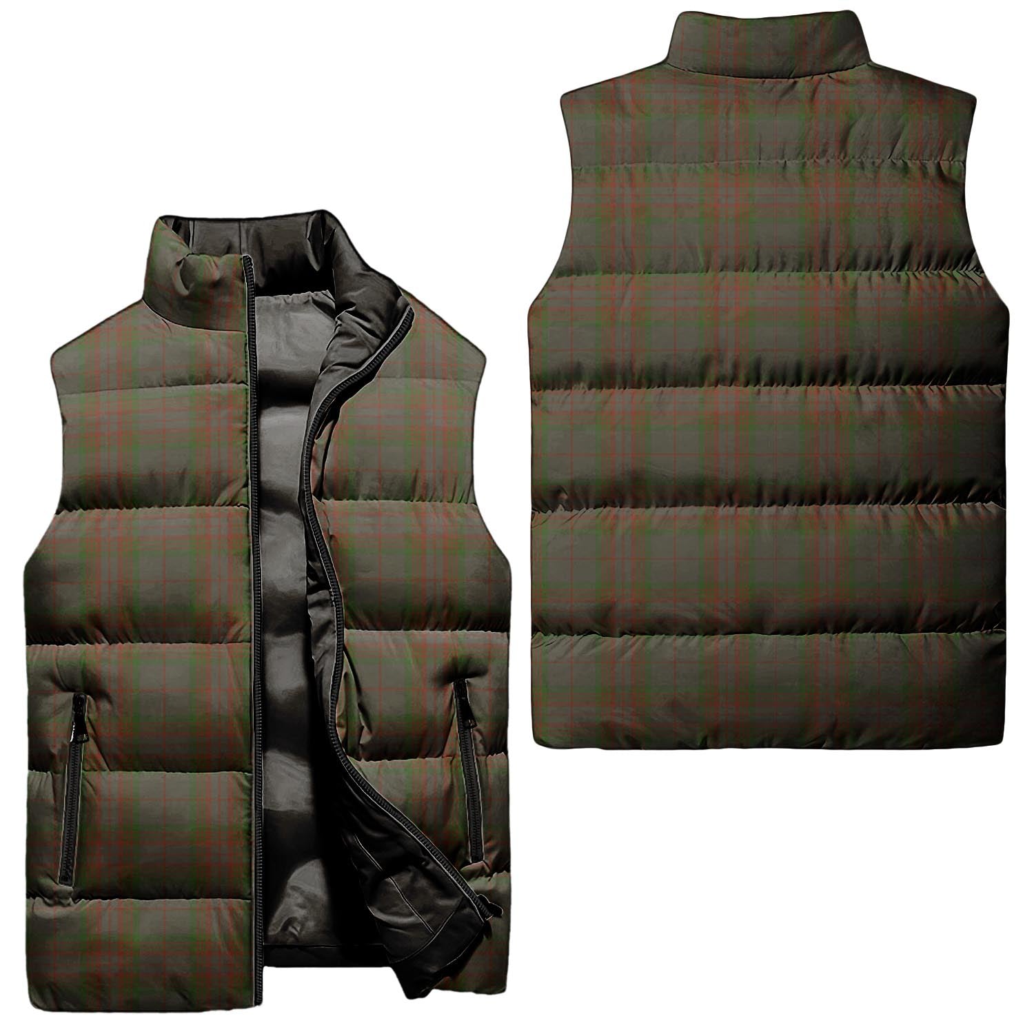 Gray Tartan Sleeveless Puffer Jacket Unisex - Tartan Vibes Clothing