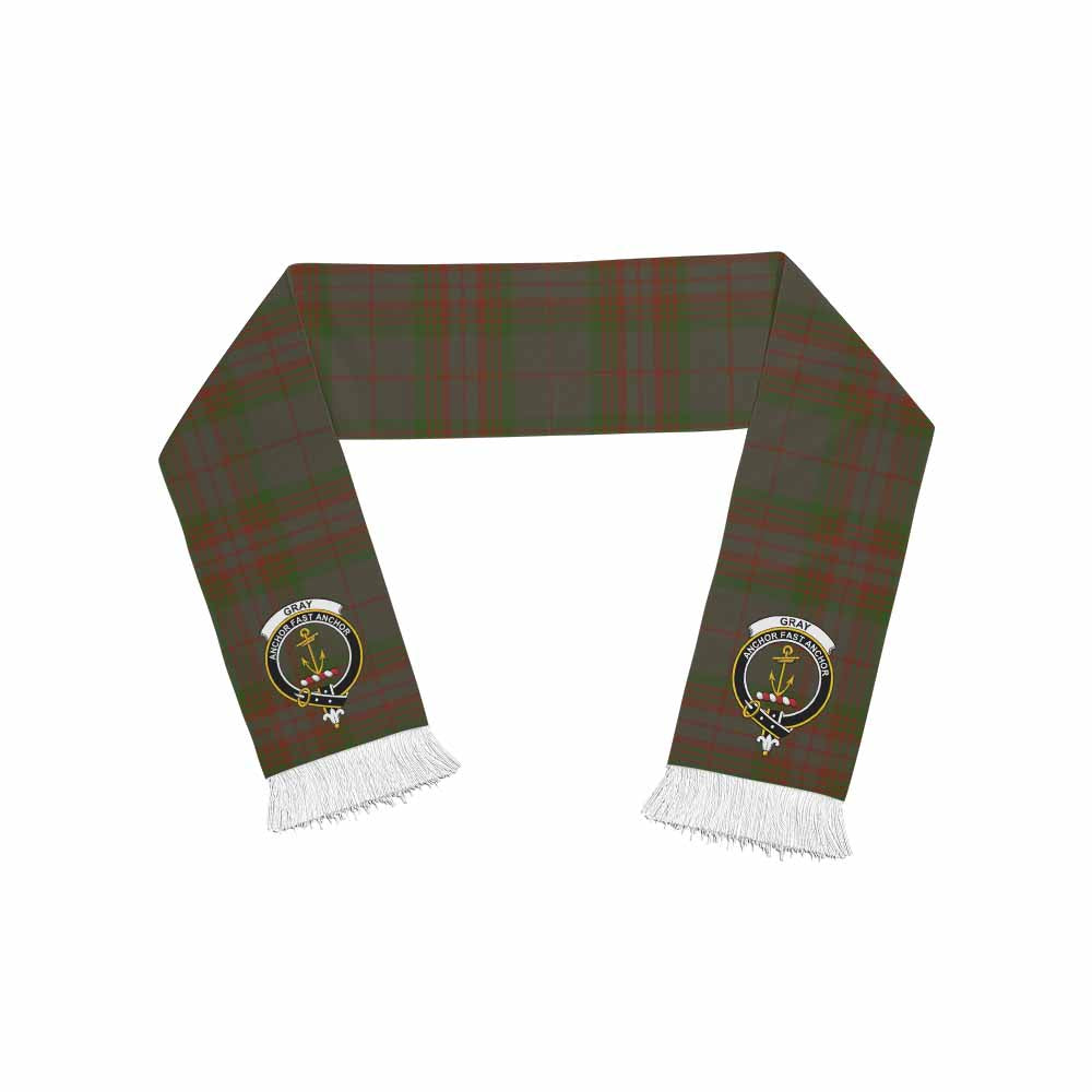 Gray Tartan Ruffneck Scarf with Family Crest One Size 67.7*6.7 inches - Tartan Vibes Clothing