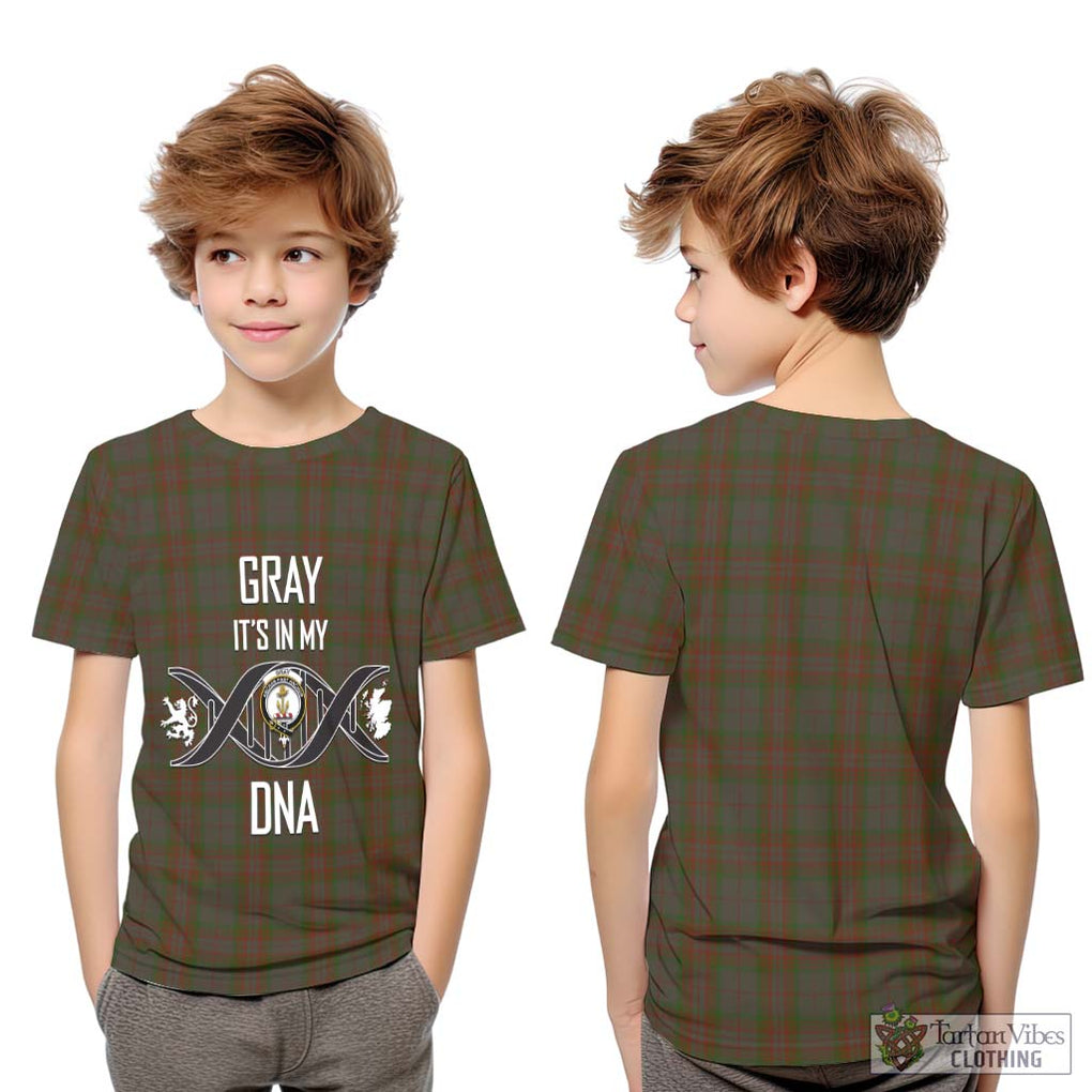 Gray Tartan Kid T-Shirt with Family Crest DNA In Me Style Youth XL Size14 - Tartan Vibes Clothing