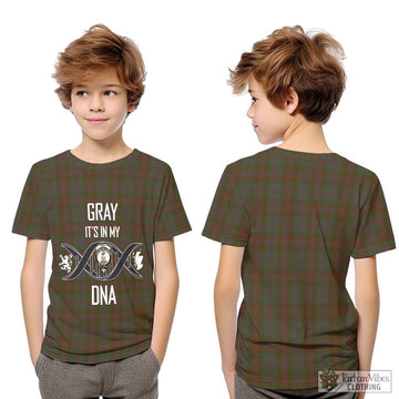 Gray Tartan Kid T-Shirt with Family Crest DNA In Me Style Youth XL Size14 - Tartan Vibes Clothing