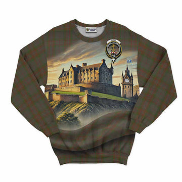 Gray Tartan Family Crest Sweatshirt with Scottish Ancient Castle Style Unisex - Tartan Vibes Clothing