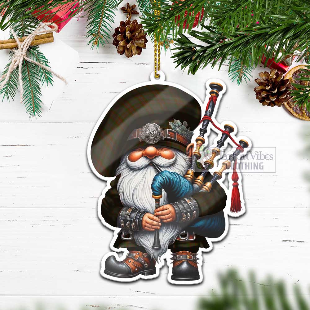 Gray Tartan Bagpiper Gnome Christmas Ornament - Tartan Vibes Clothing