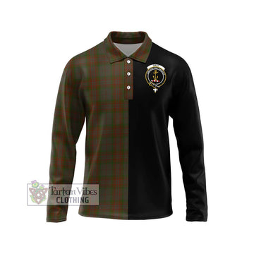 Gray Tartan Long Sleeve Polo Shirt with Family Crest and Half Of Me Style Unisex - Tartan Vibes Clothing