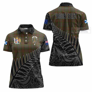 Gray Crest Tartan Women's Polo Shirt with New Zealand Silver Fern Half Style Women - Tartan Vibes Clothing