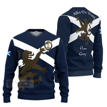Gray Tartan Lion Rampant Ugly Sweater Proudly Display Your Heritage with Alba Gu Brath and Clan Name Unisex - Tartan Vibes Clothing