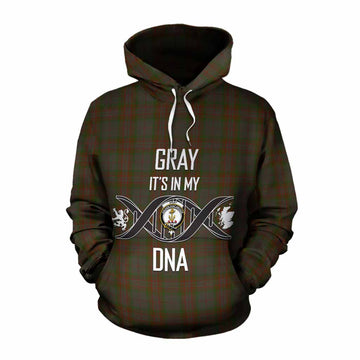 Gray Tartan Cotton Hoodie with Family Crest DNA In Me Style Pullover Hoodie XS - Tartan Vibes Clothing