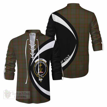 Gray Tartan Ghillie Kilt Shirt with Family Crest Circle Style Men - Tartan Vibes Clothing