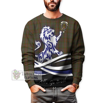 Gray Tartan Sweatshirt with Alba Gu Brath Regal Lion Emblem Unisex - Tartan Vibes Clothing