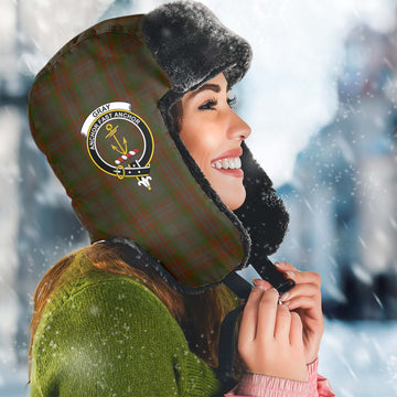 Gray Tartan Winter Trapper Hat with Family Crest Winter Trapper Hat Universal Fit Circumference 22.8in (58cm) - Tartan Vibes Clothing