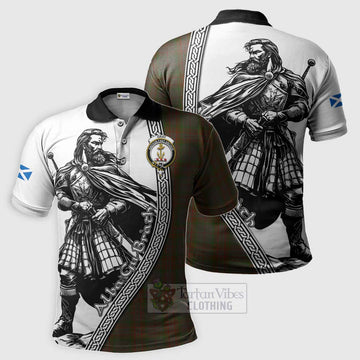 Gray Tartan Clan Crest Polo Shirt with Highlander Warrior Celtic Style Kid - Tartan Vibes Clothing