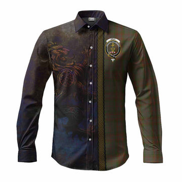 Gray Tartan Family Crest Long Sleeve Button Shirt Alba Gu Brath Be Brave Lion Ancient Style Men's Shirt S - Tartan Vibes Clothing