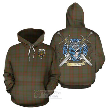 Gray Tartan Hoodie with Family Crest Celtic Skull Style Zip Hoodie - Tartan Vibes Clothing