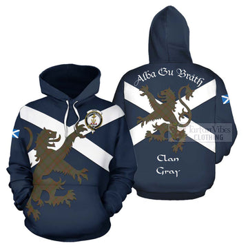 Gray Tartan Lion Rampant Hoodie Proudly Display Your Heritage with Alba Gu Brath and Clan Name Zip Hoodie - Tartan Vibes Clothing