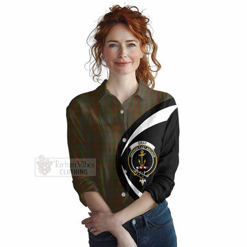 Gray Tartan Women's Casual Shirt with Family Crest Circle Style Female - Tartan Vibes Clothing
