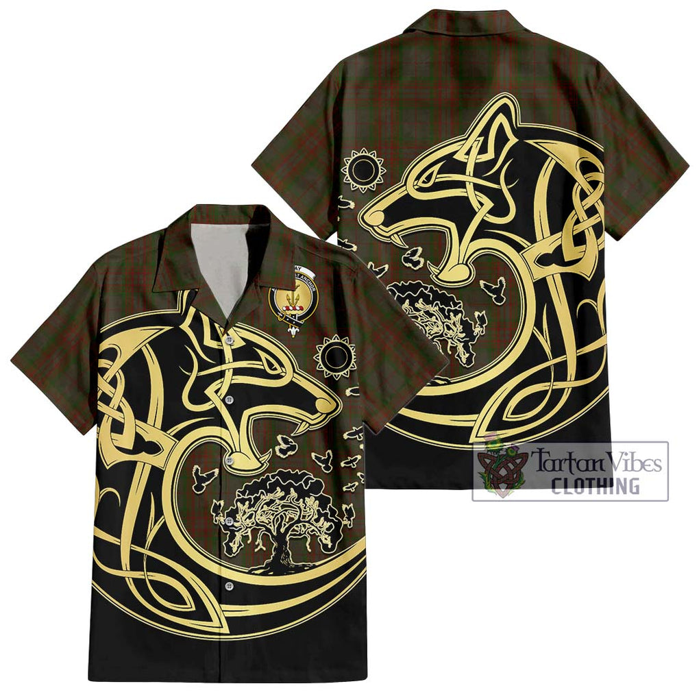 Gray Tartan Hawaiian Shirt with Family Crest Celtic Wolf Style Kid - Tartan Vibes Clothing