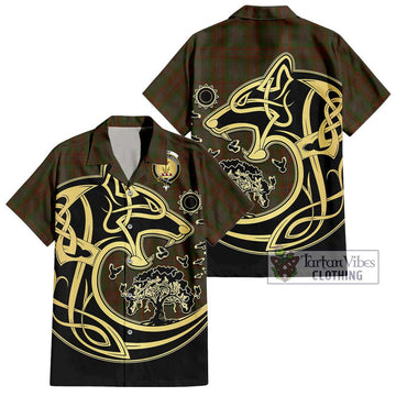 Gray Tartan Hawaiian Shirt with Family Crest Celtic Wolf Style Kid - Tartan Vibes Clothing