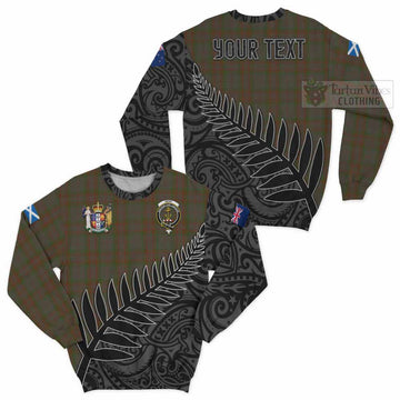 Gray Crest Tartan Sweatshirt with New Zealand Silver Fern Half Style Unisex - Tartan Vibes Clothing