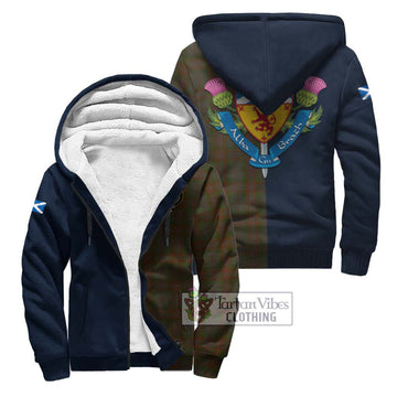 Gray Tartan Sherpa Hoodie Alba with Scottish Lion Royal Arm Half Style Unisex S - Tartan Vibes Clothing