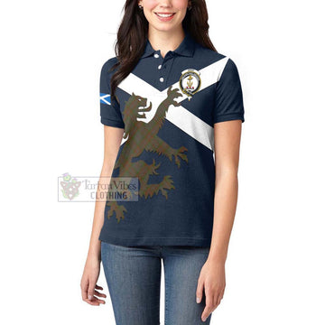 Gray Tartan Lion Rampant Women's Polo Shirt Proudly Display Your Heritage with Alba Gu Brath and Clan Name Women - Tartan Vibes Clothing