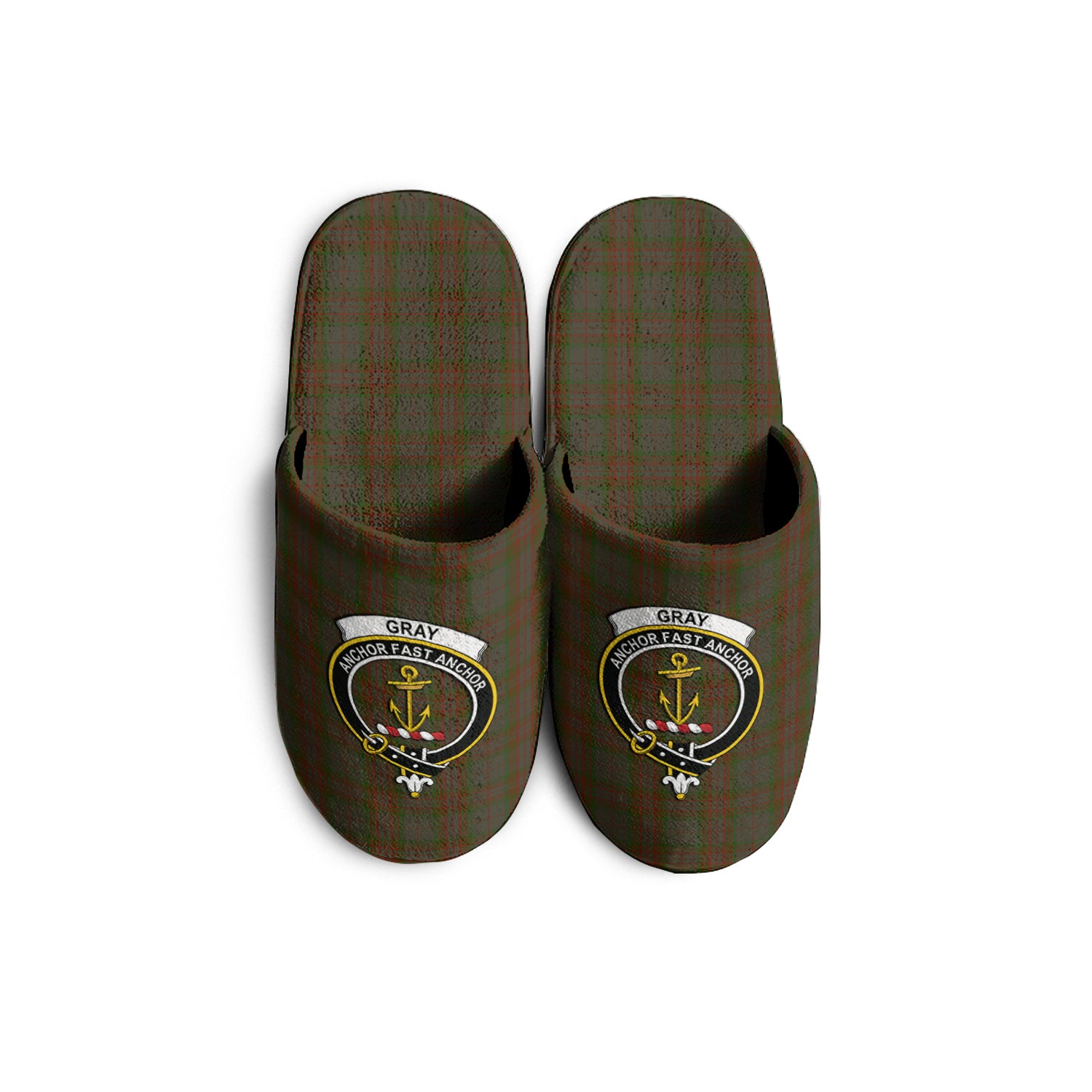 Gray Tartan Home Slippers with Family Crest KIDS - Tartan Vibes Clothing