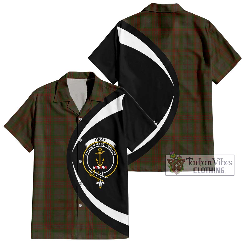 Gray Tartan Hawaiian Shirt with Family Crest Circle Style Kid - Tartan Vibes Clothing