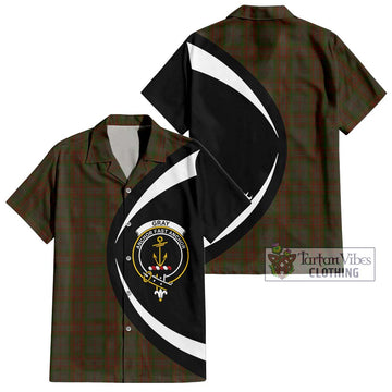 Gray Tartan Hawaiian Shirt with Family Crest Circle Style Kid - Tartan Vibes Clothing