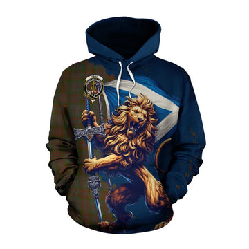 Gray Tartan Family Crest Cotton Hoodie with Scottish Majestic Lion Pullover Hoodie XS - Tartan Vibes Clothing