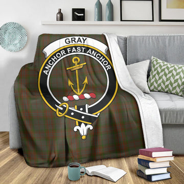 Gray Tartan Blanket with Family Crest X-Large 59 x 79 inches 150 x 200 cm - Tartan Vibes Clothing