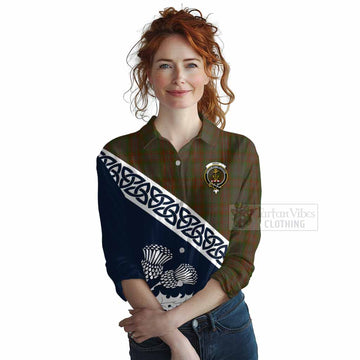 Gray Tartan Women's Casual Shirt Featuring Thistle and Scotland Map Female - Tartan Vibes Clothing