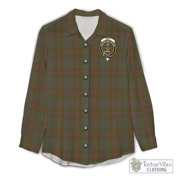 Gray Tartan Womens Casual Shirt with Family Crest