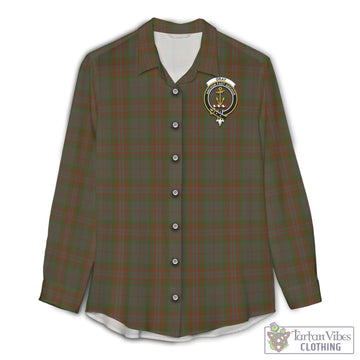 Gray Tartan Women's Casual Shirt with Family Crest Female - Tartan Vibes Clothing