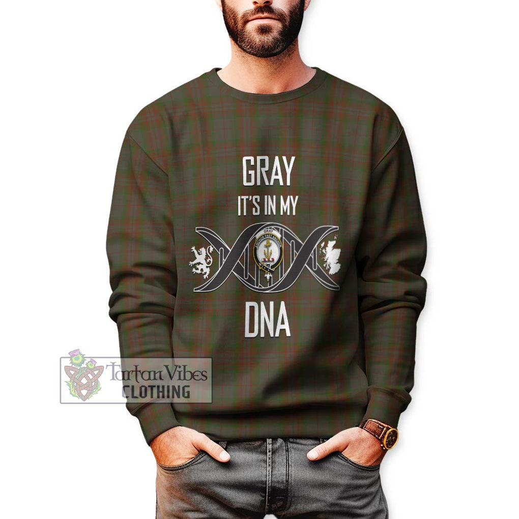 Gray Tartan Sweatshirt with Family Crest DNA In Me Style Unisex - Tartan Vibes Clothing