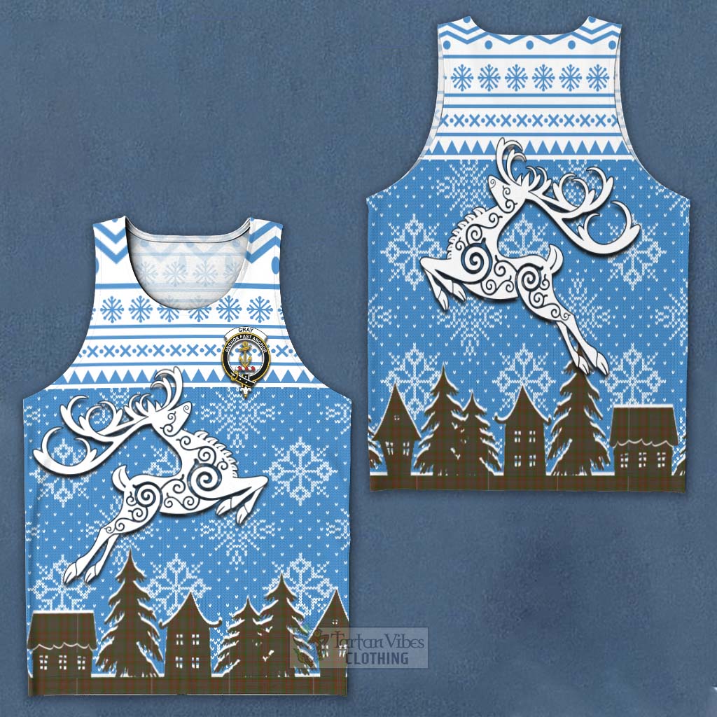 Gray Clan Christmas Men's Tank Top Celtic Reindeer Style Men - Tartan Vibes Clothing