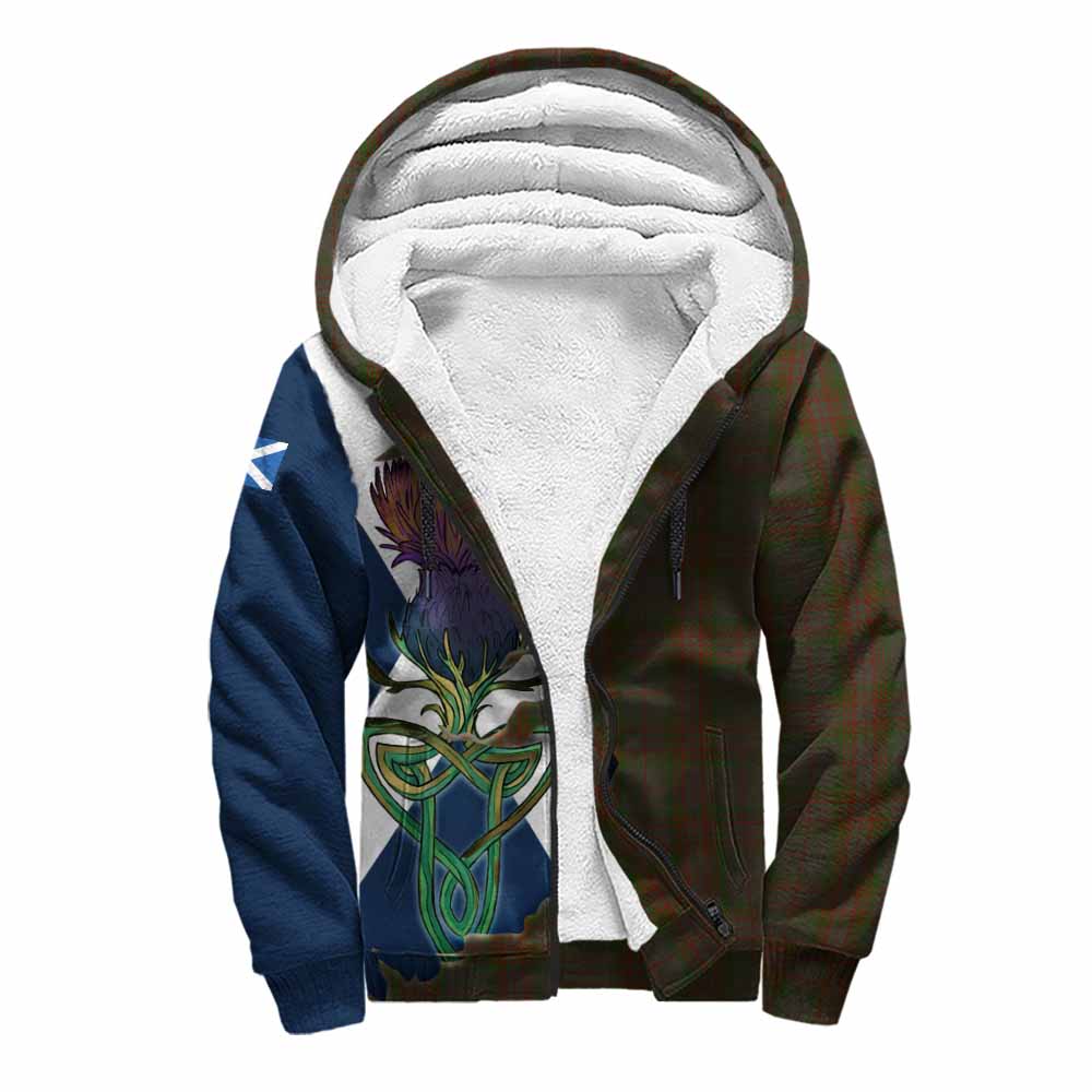 Gray Tartan Family Crest Sherpa Hoodie Scottish Thistle Celtic Inspired Unisex S - Tartan Vibes Clothing