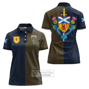 Gray Tartan Women's Polo Shirt Alba with Scottish Lion Royal Arm Half Style Women - Tartan Vibes Clothing