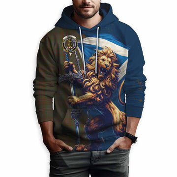Gray Tartan Family Crest Hoodie with Scottish Majestic Lion Zip Hoodie - Tartan Vibes Clothing